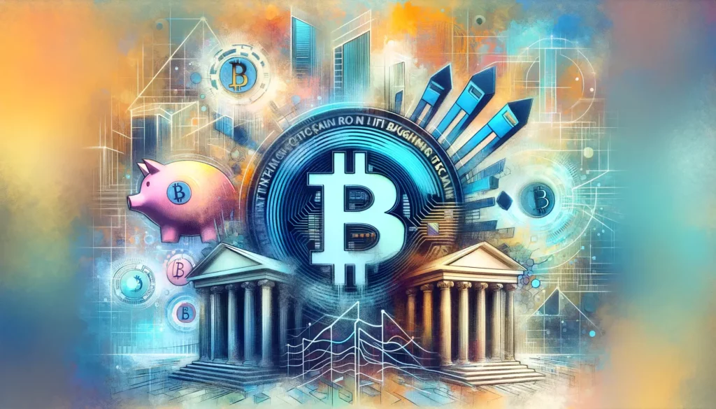 Creative illustration of the impact of banking strategies on the evolution of Bitcoin