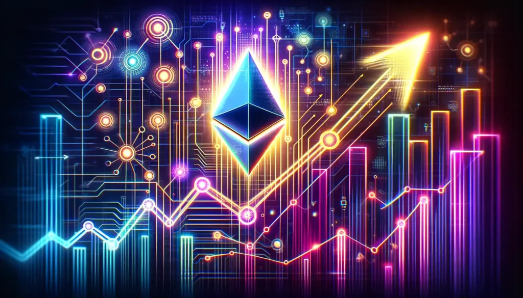 Abstract digital growth chart representing Ethereum's value surge