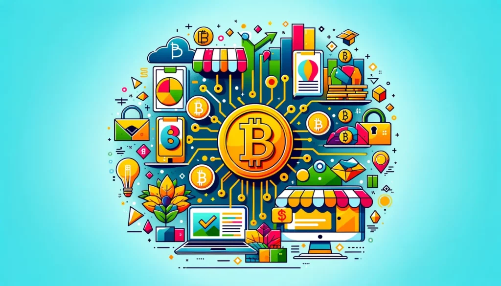 Abstract representation of Bitcoin acceptance in business