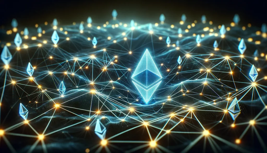 Abstract digital network representing Ethereum's potential for growt