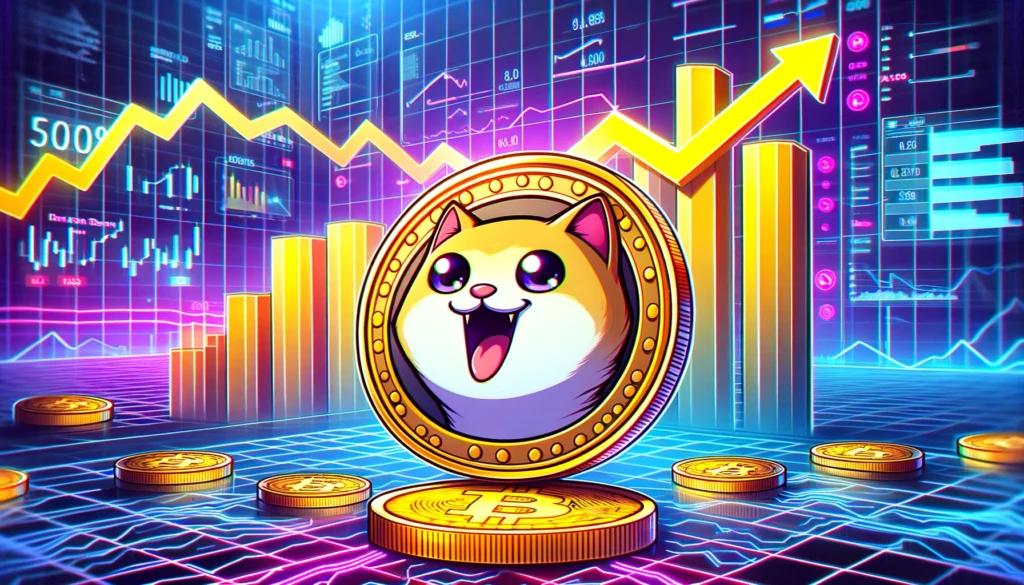 Digital cat coin representing Solana meme coin surge
