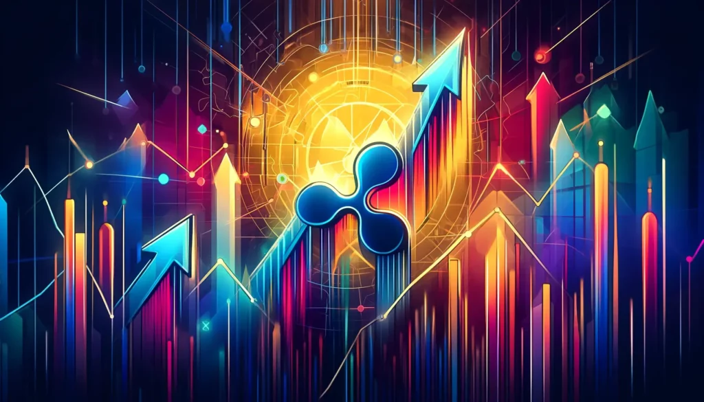 Abstract depiction of Ripple's price volatility with futuristic digital graph.